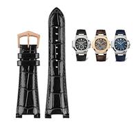 KCHSRKHXC 25X13mm notch Leather Watch Strap + connector For Patek Philippe Nautilus 5711 5726 5712g watchband wristband Bracelet