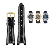 KCHSRKHXC 25X13mm notch Leather Watch Strap + connector For Patek Philippe Nautilus 5711 5726 5712g watchband wristband Bracelet