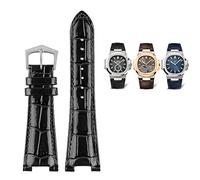 KCHSRKHXC 25X13mm notch Leather Watch Strap + connector For Patek Philippe Nautilus 5711 5726 5712g watchband wristband Bracelet