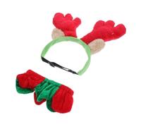 KCHSRKHXC 2pcs Christmas Pet Antler Bandon Soft Collar pour chats et chiens Festive Red Green Headress Costume Costume accessoire