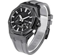 KCHSRKHXC 5th Gen Metal Watch Case+Rubber Band Mod Kit，For GM2100 Ga2100/GA2110 Stainless Steel Bezel Strap Modfication Men's Watch Modding Replacement Accessories Set