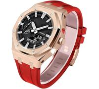 KCHSRKHXC 5th Gen Metal Watch Case+Rubber Band Mod Kit，For GM2100 Ga2100/GA2110 Stainless Steel Bezel Strap Modfication Men's Watch Modding Replacement Accessories Set