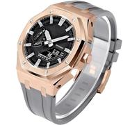 KCHSRKHXC 5th Gen Metal Watch Case+Rubber Band Mod Kit，For GM2100 Ga2100/GA2110 Stainless Steel Bezel Strap Modfication Men's Watch Modding Replacement Accessories Set