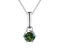 KCHSRKHXC Accessoires 1 à 2 D Couleur Ronde Coupe Moissanite Pendentif Colliers pour Femmes Six Griffe Collier pour Femme - Saint Valentin Anniversaire