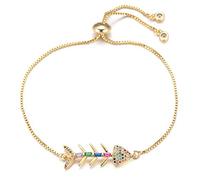 KCHSRKHXC Beau Multicolor Cubic Zirconia Fishbone For Women Girls Ajustement des bijoux de chaîne ajusté