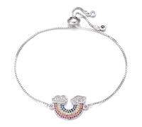 KCHSRKHXC Belle arc-en-ciel charme de femmes fille ajusté chaîne cubique zirconi cristal féminine bijoux cadeau