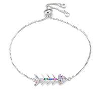 KCHSRKHXC Belle arête de poisson multicolore en oxyde de zirconium pour femmes filles chaîne réglable cadeau