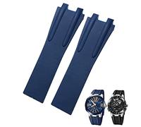 KCHSRKHXC Bracelet de montre à boucle pliable en acier caoutchouc de 26 mm pour bracelet de sport étanche bleu noir marron accessoires (couleur : boucle bleue dorée, taille : fermoir noir noir), Black
