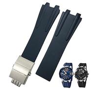 KCHSRKHXC Bracelet de montre à boucle pliable en acier caoutchouc de 26 mm pour bracelet de sport étanche bleu noir marron accessoires (couleur : boucle bleue dorée, taille : fermoir noir noir), Black