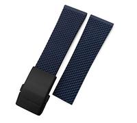 KCHSRKHXC Bracelet de montre en caoutchouc 22 mm 24 mm pour Breitling Superocean Heritage Avenger Challenger Bracelet de montre souple en silicone tissé imperméable (couleur : lettres bleues noires