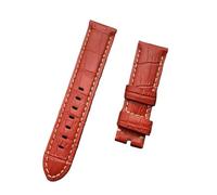 KCHSRKHXC Bracelet de montre en cuir de bambou de veau compatible avec bracelet de montre avec boucle ardillon (bracelet rouge, 24 mm sans boucle)