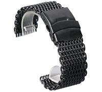 KCHSRKHXC Bracelet de montre en maille d'acier inoxydable noir pour homme de 18 mm, 20 mm, 22 mm, 24 mm avec fermoir déployant avec sécurité pour femme, 24mm, Standard, Standard
