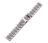 KCHSRKHXC Bracelet de montre milieu en céramique maillons en acier inoxydable 16 mm 18 mm 20 mm homme femme blanc noir bracelet de montre en métal double fermoir poussoir, 20 mm, Standard, Standard