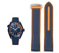 KCHSRKHXC Bracelet de montre pour Omega 300 600 Planet Ocean Bracelet en nylon silicone Accessoires de montre Chaîne de bracelet de montre 20 mm 22 mm Ceinture (couleur : noir orange BK, taille : 22