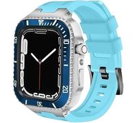 KCHSRKHXC Ceramics Watch Case+Watch Band Modification Kit，For 8 7 45mm，Metal Stainless Steel Bezel Silicone Watch Strap Retrofit Set，For Series 6 SE 5 4 44mm