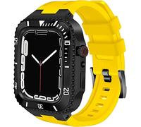 KCHSRKHXC Ceramics Watch Case+Watch Band Modification Kit,For 8 7 45mm,Metal Stainless Steel Bezel Silicone Watch Strap Retrofit Set,For Series 6 SE 5 4 44mm