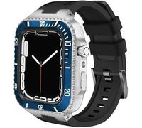 KCHSRKHXC Ceramics Watch Case+Watch Band Modification Kit，For 8 7 45mm，Metal Stainless Steel Bezel Silicone Watch Strap Retrofit Set，For Series 6 SE 5 4 44mm
