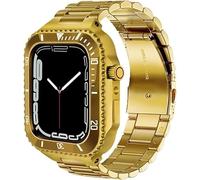 KCHSRKHXC Ceramics Watch Case+Watch Band Modification Kit，For 8 7 45mm，Metal Stainless Steel Bezel Silicone Watch Strap Retrofit Set，For Series 6 SE 5 4 44mm