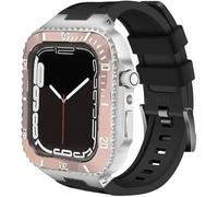 KCHSRKHXC Ceramics Watch Case+Watch Band Modification Kit，For 8 7 45mm，Metal Stainless Steel Bezel Silicone Watch Strap Retrofit Set，For Series 6 SE 5 4 44mm