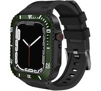 KCHSRKHXC Ceramics Watch Case+Watch Band Modification Kit，For 8 7 45mm，Metal Stainless Steel Bezel Silicone Watch Strap Retrofit Set，For Series 6 SE 5 4 44mm