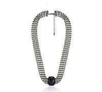 KCHSRKHXC Chaîne épaisse avec strass pour femme Noir/jaune clair
