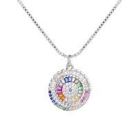 KCHSRKHXC Collier avec pendentif rond en zircone cubique - Collier et pendentif - Bijou féminin