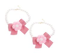 KCHSRKHXC Collier de chat réglable 2pcs avec arc à fleurs léger perles de fausse perle
