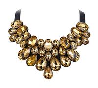 KCHSRKHXC Collier de déclaration de Costume pour femmes, collier ras du cou en cristal marron noir pour Banquet