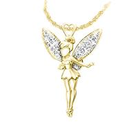 KCHSRKHXC Collier de Fée pour Femme, Argent Sterling 925 Contes de Fées Doux Cristal Princesse Pendentif Collier Élégant Fleur Étincelante, Collier Fée Clochette, Bijoux de Fée, Bijoux Fée Clochette