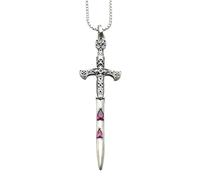 KCHSRKHXC Collier d'épée européenne en argent 925 pour femmes, pendentif en cristal de sang exquis avec épée-collier de poignard pour hommes, collier d'épée de maître pour cadeaux