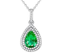 KCHSRKHXC Collier pendentif en jade naturel pour femmes, bijoux en argent émeraude fin fabriqués en chine
