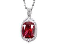 KCHSRKHXC Collier pendentif tendance en argent massif * 20mm rubis émeraude pour femmes, Vintage, fête de mariage, bijoux fins, cadeau féminin