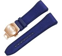 KCHSRKHXC for Franck Muller V45 Series 28mm Nylon Genuine Leather Silicone Watchband Black Blue Folding Buckle Watch Strap (Color : Black-Silver, Size : 28mm)