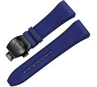 KCHSRKHXC for Franck Muller V45 Series 28mm Nylon Genuine Leather Silicone Watchband Black Blue Folding Buckle Watch Strap (Color : Black-Silver, Size : 28mm)