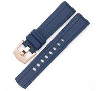KCHSRKHXC for Omega Watch Band 007 Planet Ocean AT150 Pin Buckle Silicone Watch Strap Watch Accessories Rubber Watch Bracelet (Color : Blue-Silver Buckle, Size : 20mm)