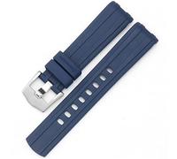 KCHSRKHXC for Omega Watch Band 007 Planet Ocean AT150 Pin Buckle Silicone Watch Strap Watch Accessories Rubber Watch Bracelet (Color : Blue-Silver Buckle, Size : 20mm)