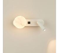 KCHSRKHXC Lampe à paroi de lecture de chevet réglable Spotlight Moup de lecture murale Lumière avec 2 interrupteurs, Ovale Aluminium Murce Murce G9 Globe Résine Éclairage mural Mur