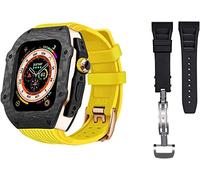 KCHSRKHXC Luxury Carbon Fiber Watch Case With 2 Band Modification Kit,For 8 Ultra 49mm,Silicone Rubber Watch Strap Cover Retrofit Set,For iWatch 8 7 6 5 4 SE 45mm 44mm