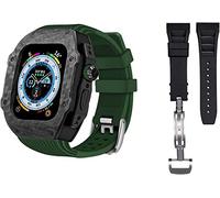 KCHSRKHXC Luxury Carbon Fiber Watch Case With 2 Band Modification Kit,For 8 Ultra 49mm,Silicone Rubber Watch Strap Cover Retrofit Set,For iWatch 8 7 6 5 4 SE 45mm 44mm