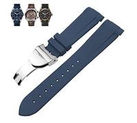 KCHSRKHXC Natural Rubber Watchband 20mm 22mm Special for Tudor Black Bay 1958 39mm 41mm GMT Pelagos Pin/Folding Buckle Rubber Strap (Color : Black Folding, Size : 22mm)