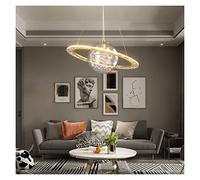 KCHSRKHXC Pendantlight, lustres à LED, LED intérieure moderne - lustre rond Planet Pendant Golden Luxury Light Living Room Dining Room Bedroom Chandelier