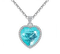 KCHSRKHXC Pendentif en forme de cœur 12 x 12 mm en tourmaline paraiba pour mariage, fiançailles, cadeau d'anniversaire pour femme