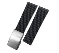 KCHSRKHXC Rubber Watchband 22mm 24mm for Breitling Superocean Heritage Avenger Challenger Woven Silicone Waterproof Soft Watch Strap (Color : Blue Black Letters, Size : 24mm)