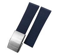 KCHSRKHXC Rubber Watchband 22mm 24mm for Breitling Superocean Heritage Avenger Challenger Woven Silicone Waterproof Soft Watch Strap (Color : Blue Black Letters, Size : 24mm)