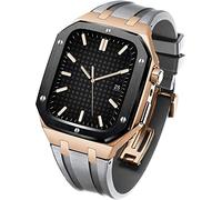 KCHSRKHXC Rubber Wtch Strap+Stainless Steel Watch CaseKit，For Series 8/7 45mm，Luxury Replacement Band And Bezel，For Serie 6/5/4/SE