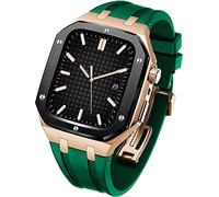 KCHSRKHXC Rubber Wtch Strap+Stainless Steel Watch CaseKit，For Series 8/7 45mm，Luxury Replacement Band And Bezel，For Serie 6/5/4/SE