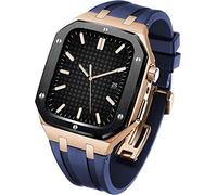 KCHSRKHXC Rubber Wtch Strap+Stainless Steel Watch CaseKit，For Series 8/7 45mm，Luxury Replacement Band And Bezel，For Serie 6/5/4/SE