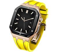 KCHSRKHXC Rubber Wtch Strap+Stainless Steel Watch CaseKit，For Series 8/7 45mm，Luxury Replacement Band And Bezel，For Serie 6/5/4/SE