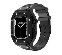 KCHSRKHXC Silicone Watch Band Stainless Steel Watch Case Metal Frame Set，For Band Case 44mm 45mm 42mm 9 8 7 6 5 4 SE Series Replace Strap