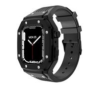 KCHSRKHXC Silicone Watch Band Stainless Steel Watch Case Modification Set，For 45mm 44mm 42mm Series Upgrade Replace Strap Metal Frame Case Watch Band